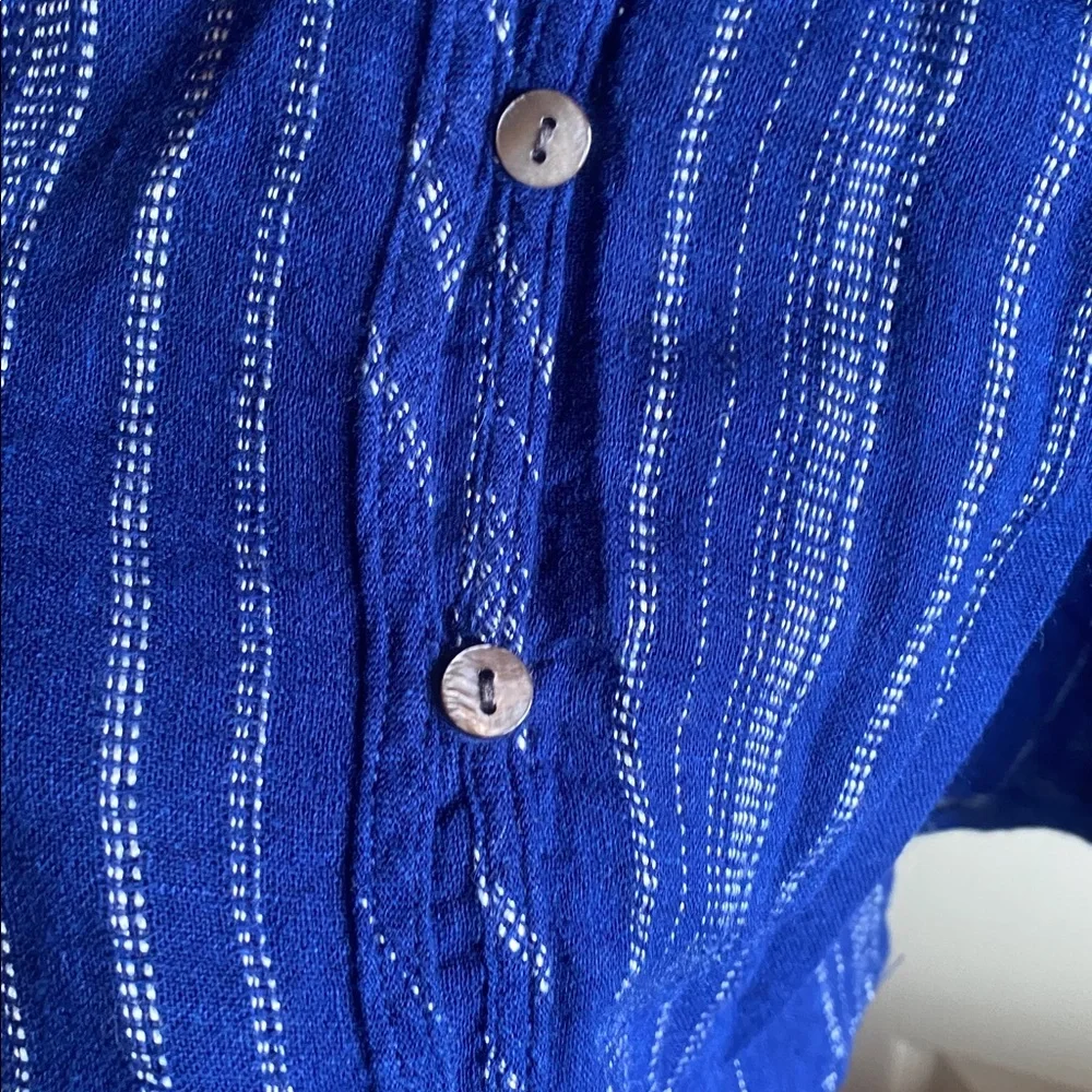 Rails NWT Mariah Relaxed Fit Blue/White Striped Linen Blend Button-Up Blouse - Picture 6 of 14